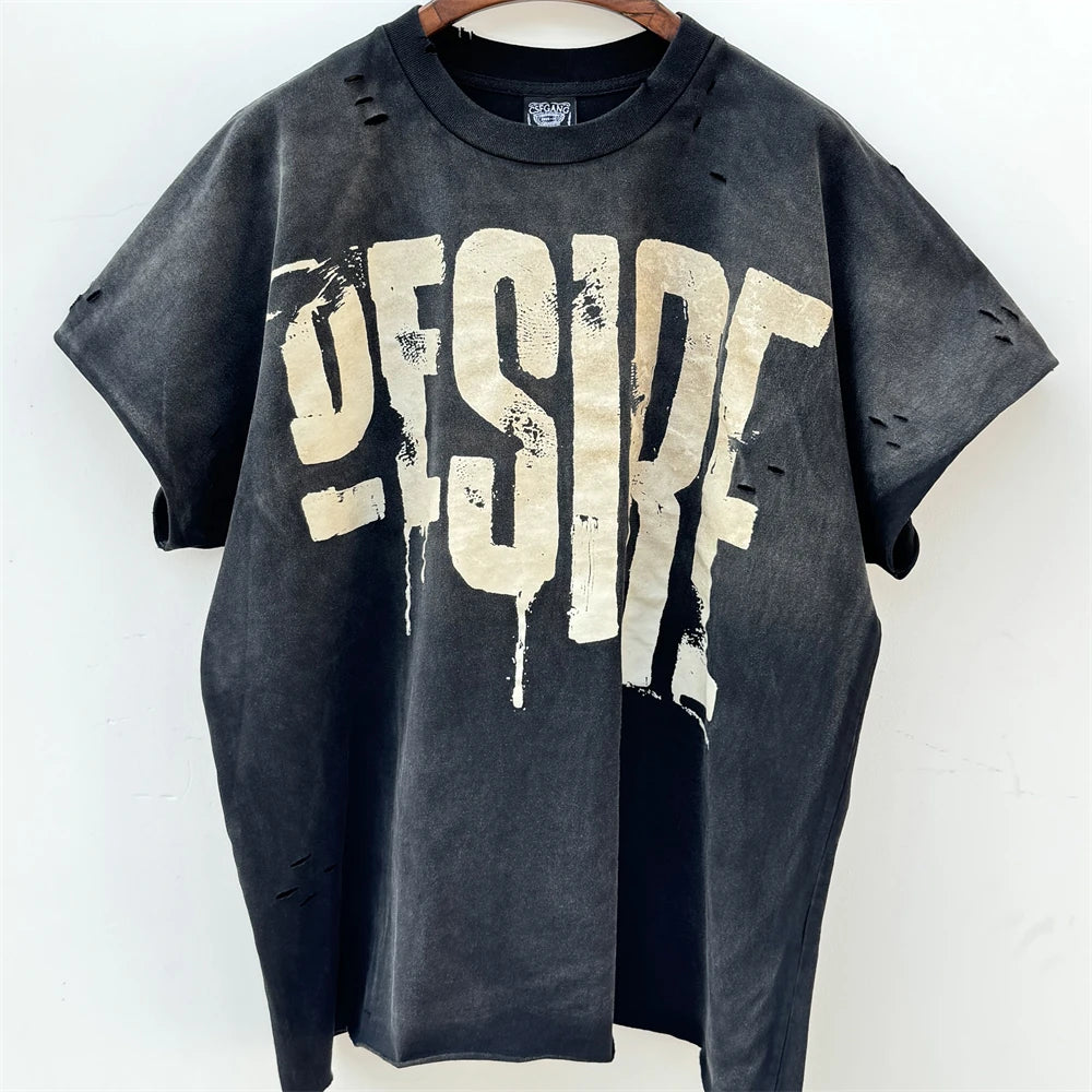 Washed Saint BORN AGAIG Hand Worn Vest T-Shirts Men Women Best Quality Loose Oversized T Shirt Tee
