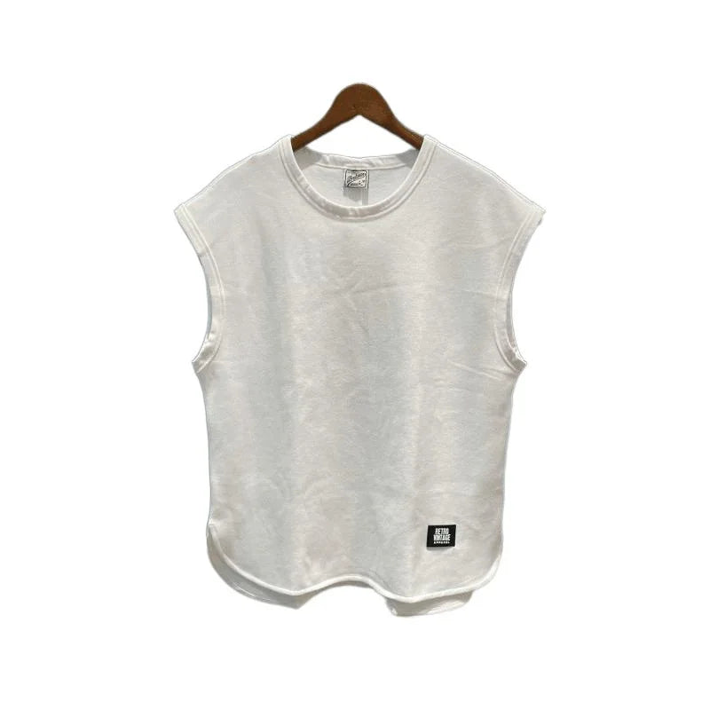 Trendy summer new waffle loose sports vest fitness sleeveless casual men's training solid color crew neck top