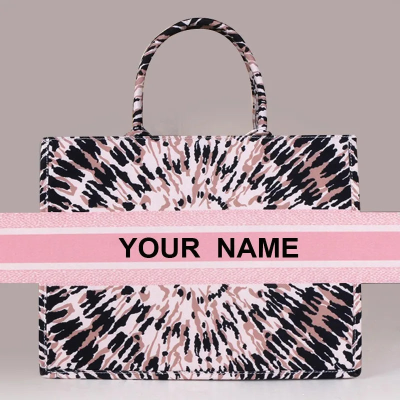 Spring And Summer Personalized Fashion Printing Large Capacity Canvas Bag Name Custom Book tote Women Commuter Travel Bag