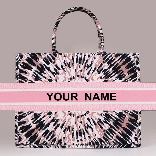 Spring And Summer Personalized Fashion Printing Large Capacity Canvas Bag Name Custom Book tote Women Commuter Travel Bag